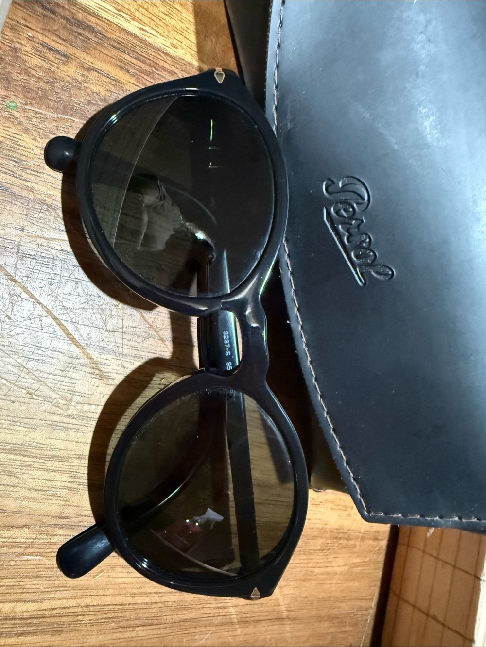 Persol Black Round POLARIZED Sunglasses with Tinted Lenses